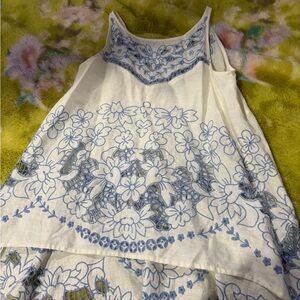 HD in Paris Ivory and Sky Blue Embroidered Dress